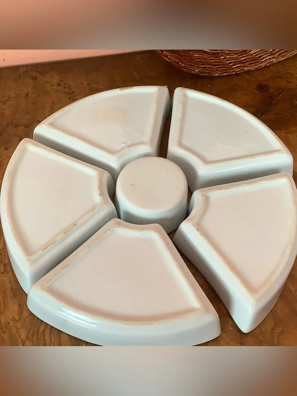 Vintage Floral Ceramic Serving Platter  6-Part Snack & Dip  9.5” Tray